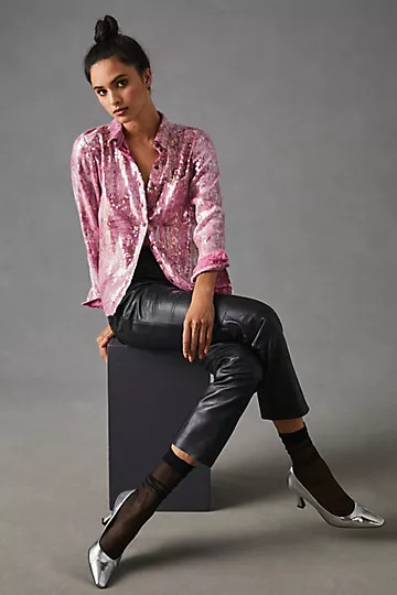 Pilcro Shrunken Sequin Blouse | Anthropologie (US)