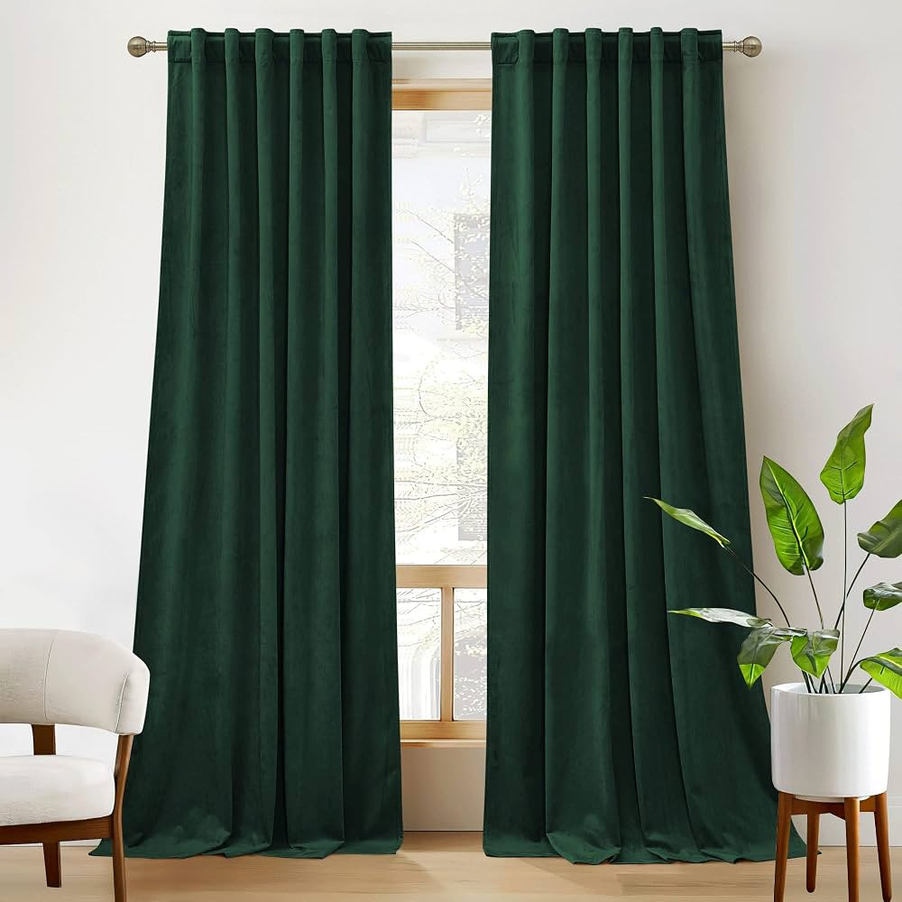 RYB HOME Living Room Curtains, Vintage Velvet Drapes Soft Durable Texture Room Darkening Window T... | Amazon (US)