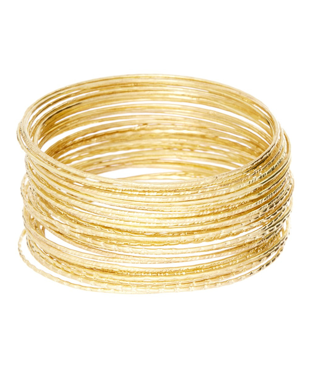 ZAD Women's Bracelets Gold - Goldtone Bangle Set | Zulily