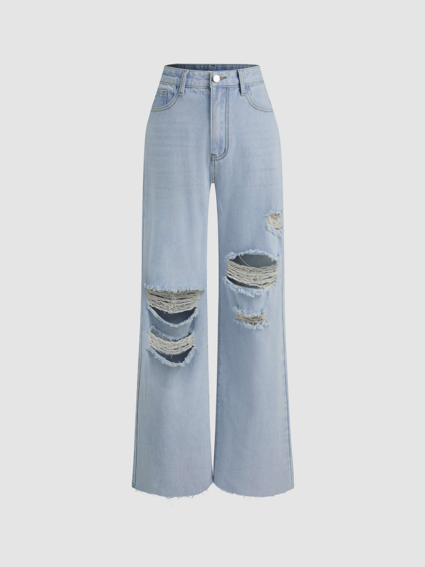 Mid Rise Ripped Straight Leg Jeans | Cider