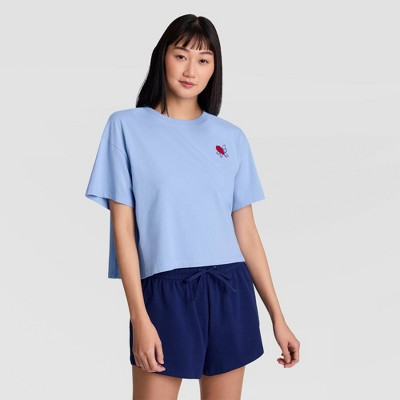 Champion Women's Iconic Cropped Short Sleeve T-Shirt - Light Blue M | Target