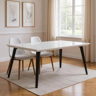 White Marble 62.90 in. 4 Leg Base Dining Table Seats 6 | The Home Depot