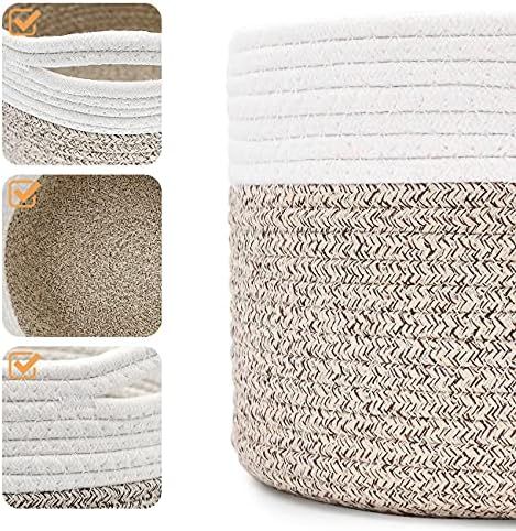 Small Rope Basket small Round Woven Basket With Handle 9.5x9.5x7.1 in Cute Cotton Basket Nursery ... | Amazon (US)