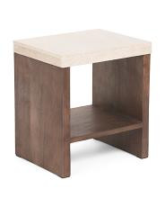 22x20x16 Marble Top Wood Side Table With Lower Shelf | TJ Maxx