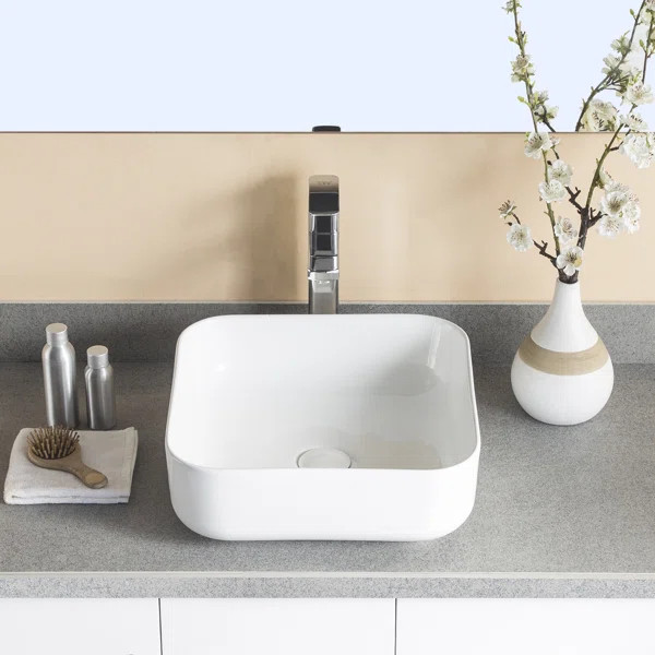 DV-1V021 White Ceramic Square Vessel Bathroom Sink | Wayfair North America