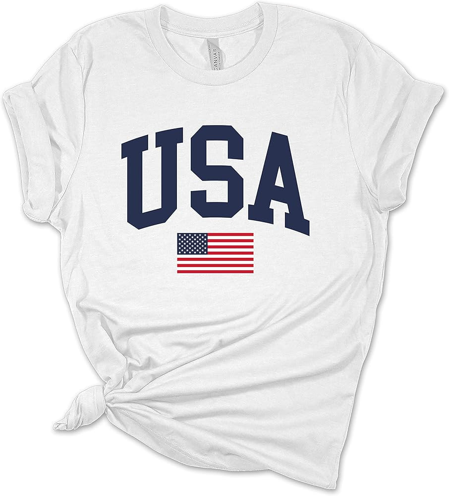 Women's USA American Flag Patriotic Fourth of July Independence Day Short Sleeve T-shirt Graphic ... | Amazon (US)