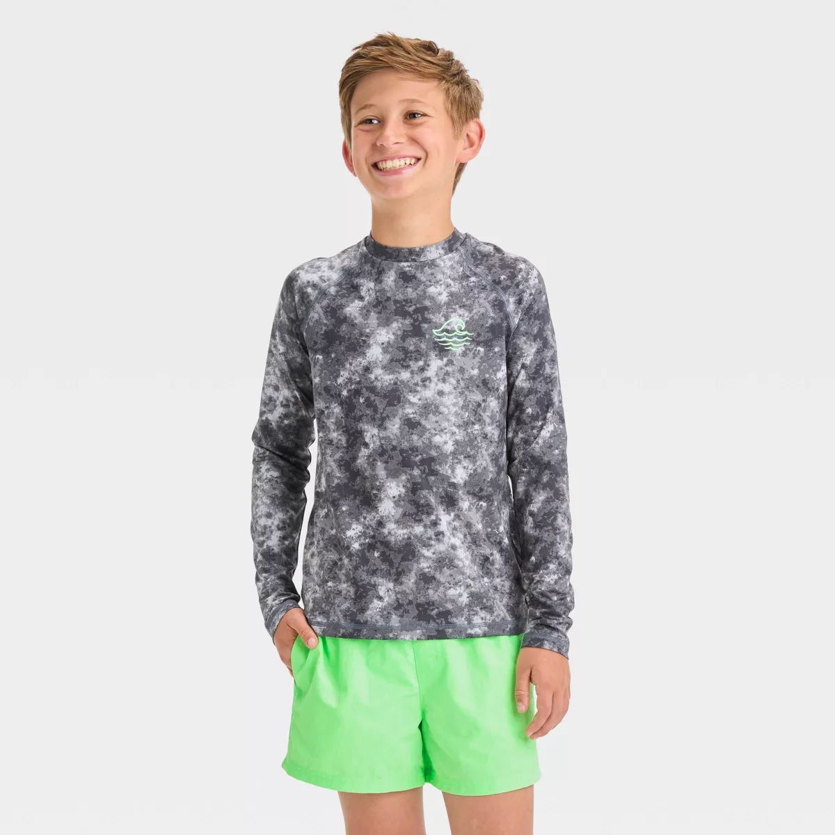 Boys' Long Sleeve Tie-Dye Rash Guard Top - art class™ Black | Target