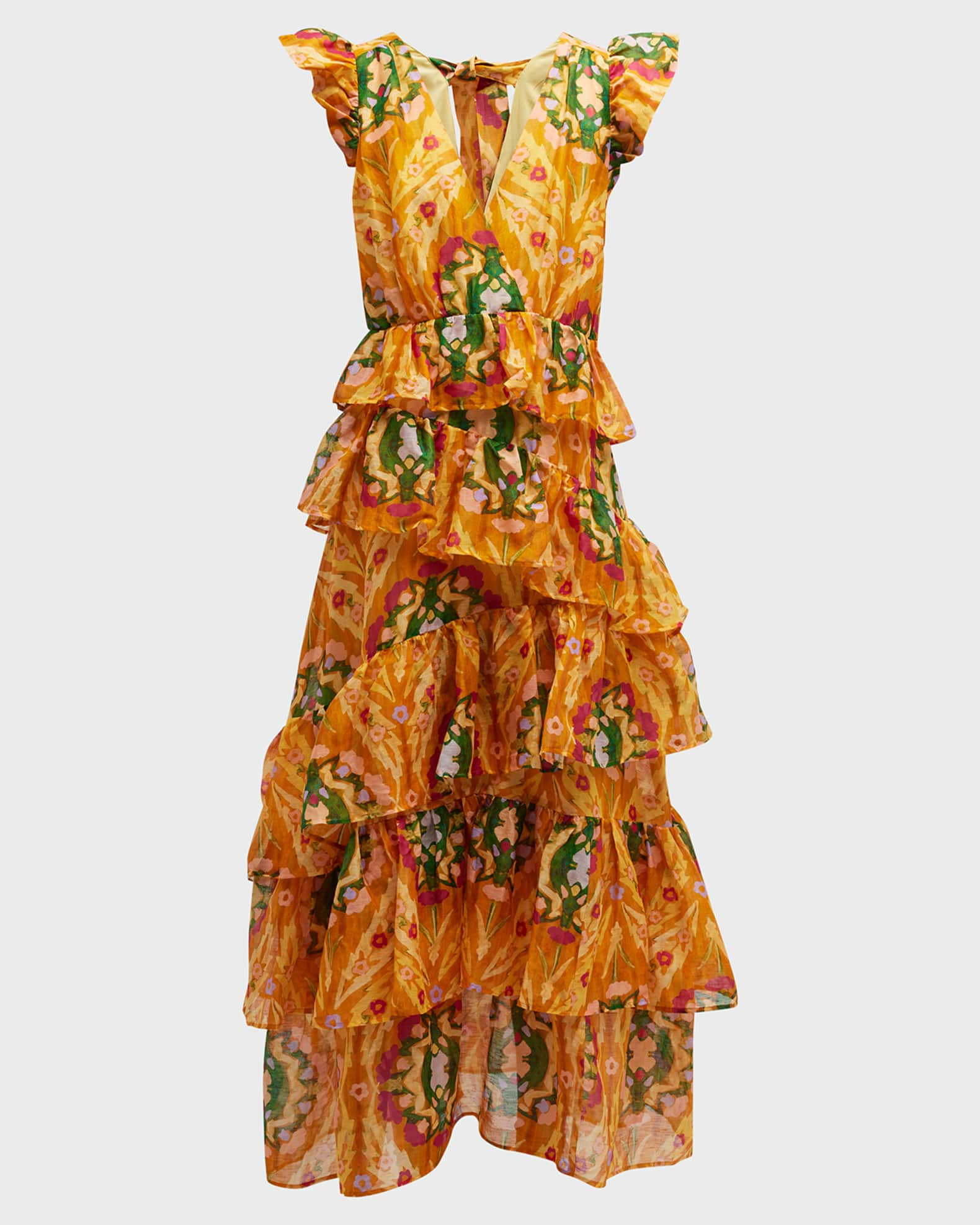 Marie Oliver Marisol Ruffle-Tiered Floral-Print Maxi Dress | Neiman Marcus