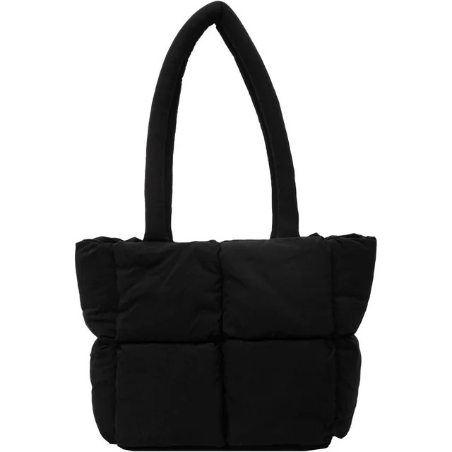 CoCoMangos Quilted Puffy Nylon Shoulder Bag for Women Tote Handbags Large Soft Puffer Winter Cott... | Walmart (US)