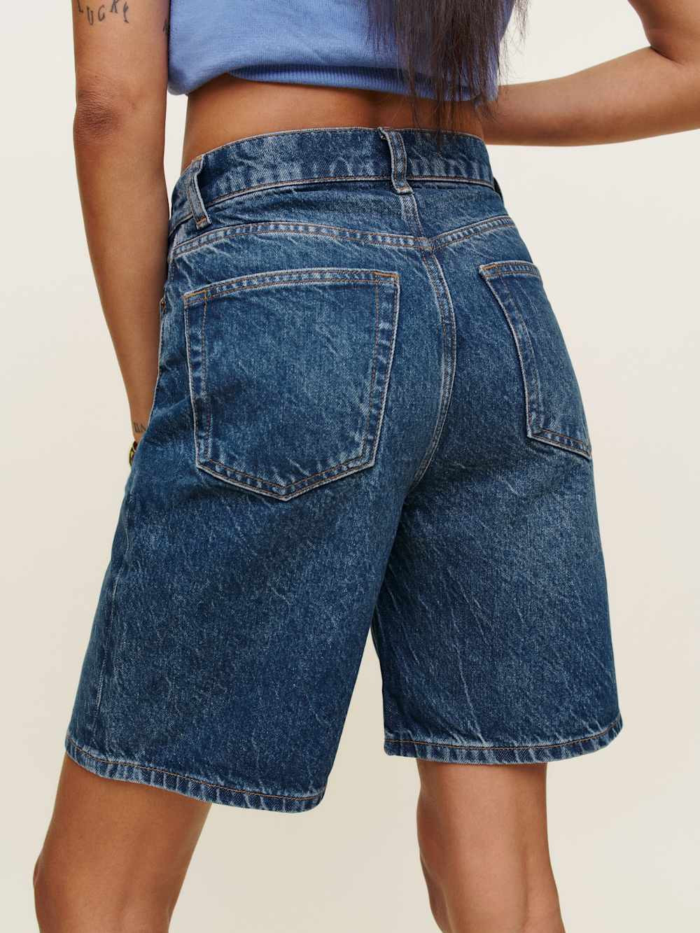 Short en jean taille haute Hale, 20 cm | Reformation (Global)