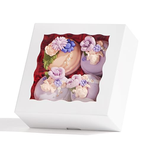 RomanticBaking 21PCS 5x5x2 Inch Bakery Boxes,Cookie Boxes with Window, Pastry Boxes for Macaroon Dessert Cupcake Donut Pastry Muffins | Amazon (CA)