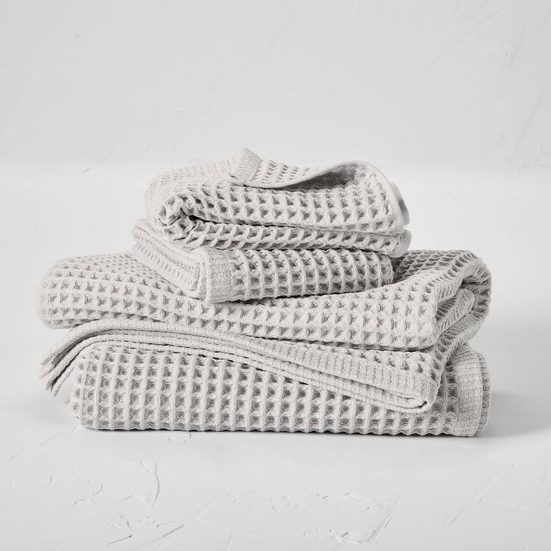 4pc Decorative Waffle Bath Towel Set Light Gray - Casaluna™ | Target
