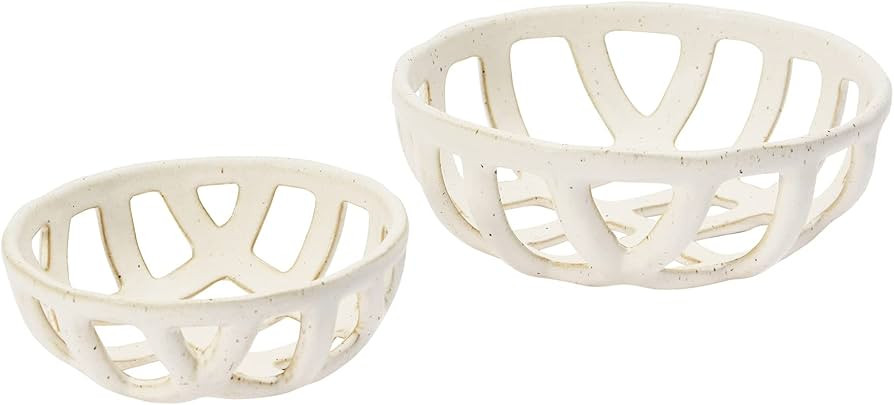 Creative Co-Op S/2 Stoneware Fruit w Reactive Glaze Basket, White, 2 | Amazon (US)