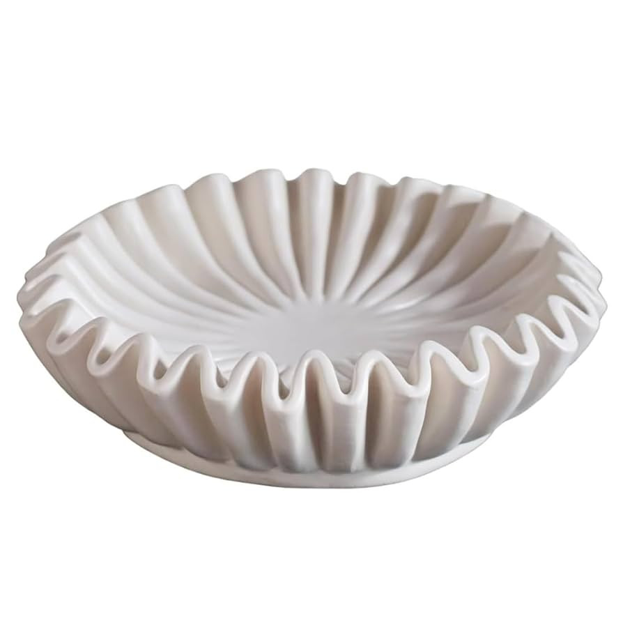 Tarragona Fluted Ruffle Decorative Bowl - Home Decor Accents for Living Room Styling Coffee Table... | Amazon (UK)