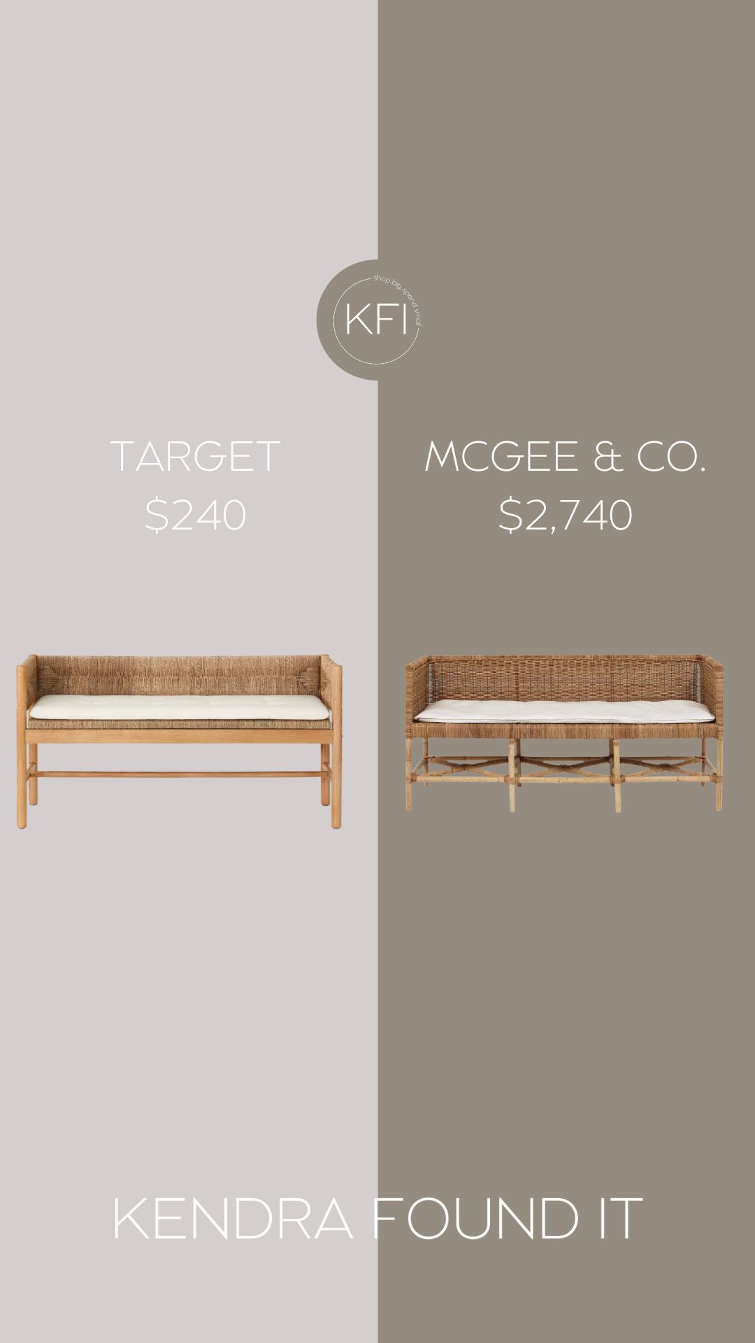 If you love the relaxed, textural style of the McGee & Co. Odelia Bench but not the $2,740 price tag... this is the dupe for you. I found the Elden Wood Bench with Woven Back from Target, and it gives you the same warm, layered, designer look—just for a fraction of the cost.

The silhouette, the woven back detail, the natural wood tones, and even the cushion style are incredibly similar. I honestly couldn’t believe how close this McGee & Co. Odelia Bench dupe came to the original.

It’s the kind of versatile piece that works in an entryway, at the foot of the bed, or as extra seating in a living or sunroom. A perfect blend of coastal charm and modern organic style—without the designer markup.

You know I’m always on the hunt for pieces that look high-end but stay budget-friendly, and this one is KFI-approved all the way. Save it if you’ve been eyeing the original—this find won’t stay in stock long. 

 #LTKHome #LTKSaleAlert