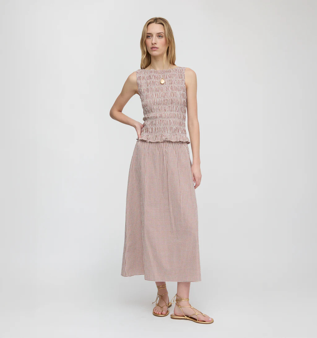 The Delphine Nap Skirt - Cognac Gingham | Hill House Home US