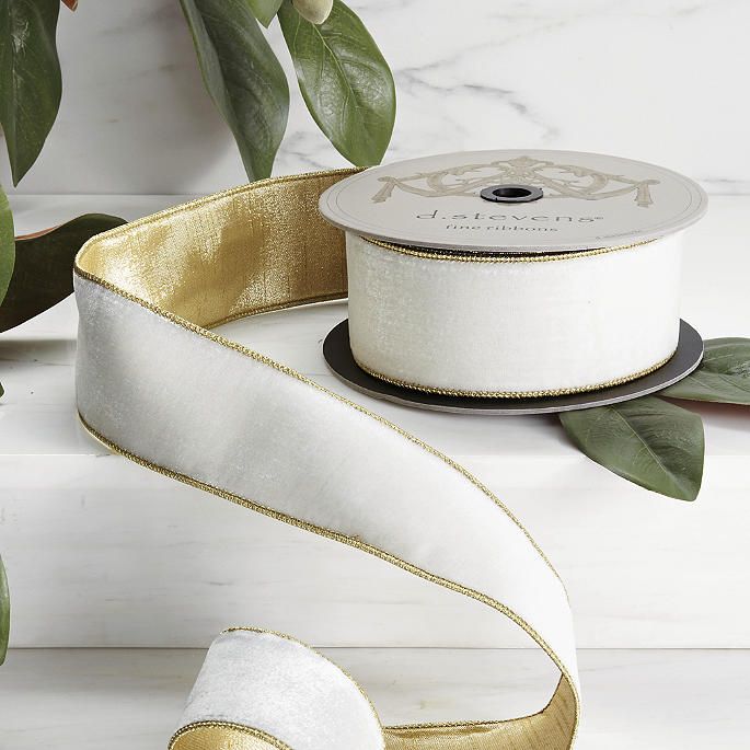 2-1/2' Lush Winter White Velvet Ribbon | Frontgate | Frontgate