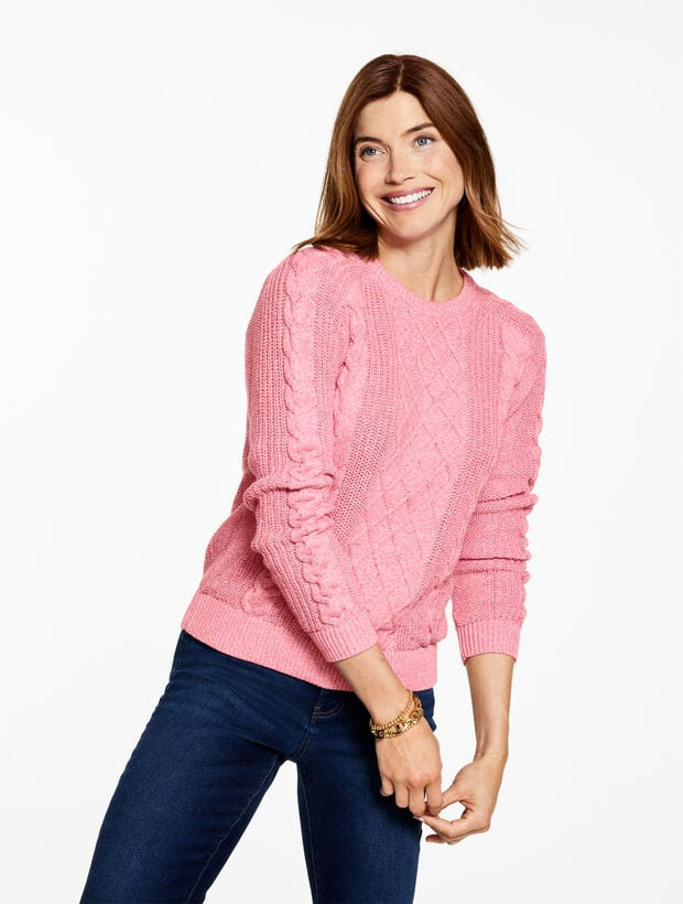 Cable Knit Crewneck Sweater - Marl | Talbots