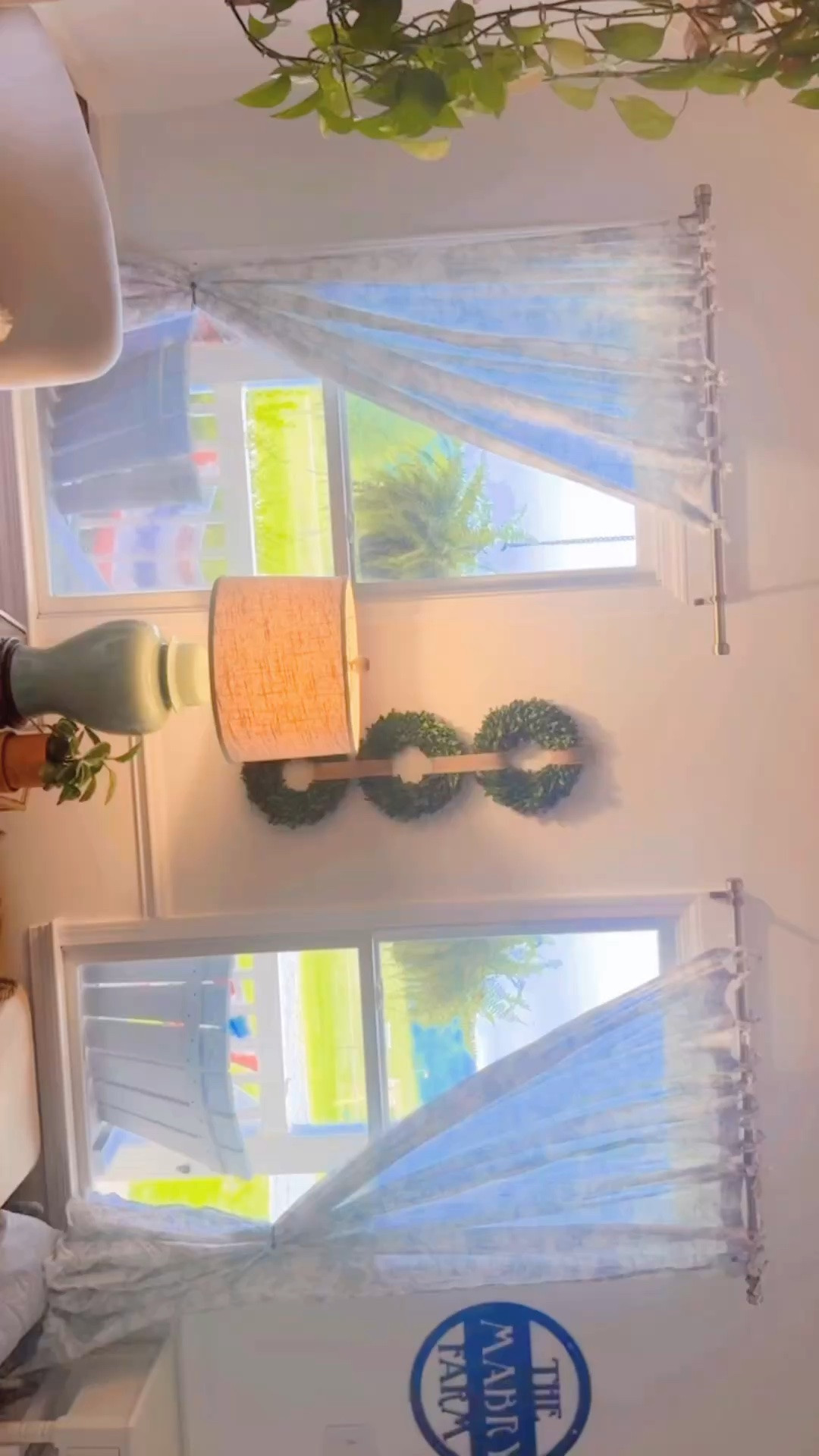 And now this morning in the daylight ✨ (even on this rainy ☔️ overcast ☁️ morning 🥰), eekkkk 🤭 the curtains 🪡🧵🪟 look SO amazing!! 🤩 This makes me so happy and has been in my dreams 💭 since we moved to our forever farmhouse on the hill 🏡- yay!! 🎉
