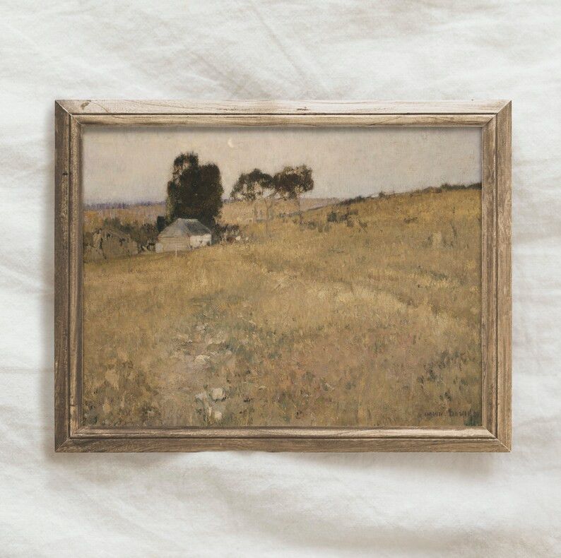 Vintage Meadow Landscape Painting / Antique Nature Art Print Download / Farmhouse Art Printable | Etsy (US)