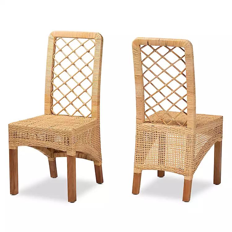 New! Natural Rattan Woven Back Dining Chairs, Set of 2 | Kirkland's Home