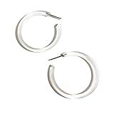 Clear Hoop Earrings | vintage frosted crystal thread thin classic lucite hoop earrings | Amazon (US)