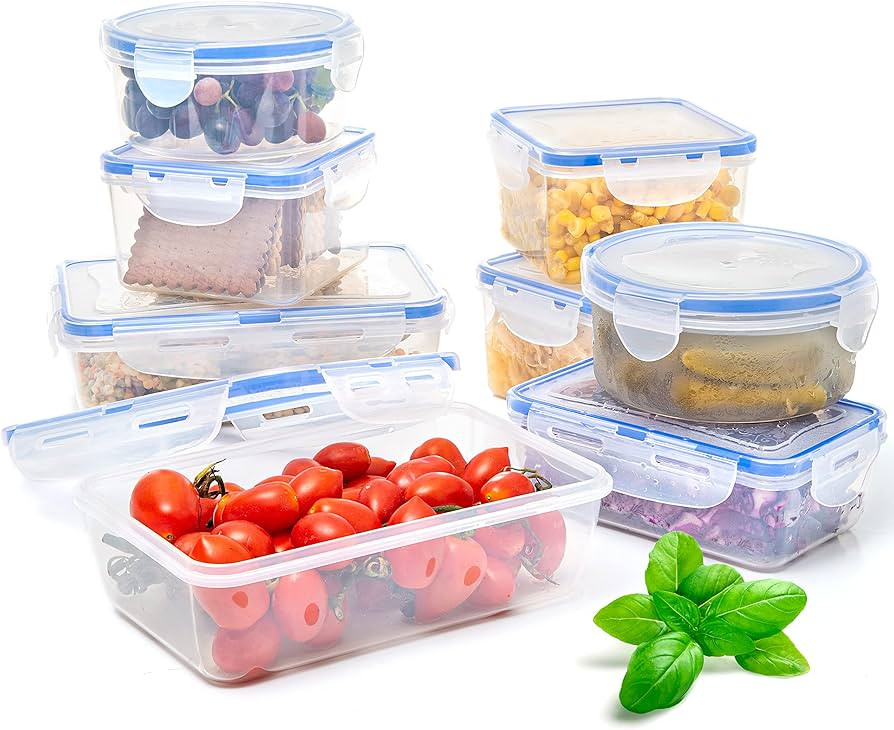 Moss & Stone Air Tight 16 Piece Plastic Food Storage Containers with Lids, Safe Lunch Box Set For... | Amazon (US)