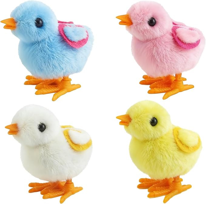 4 PCS Easter Wind Up Chick Toys Plush Jumping Bunny Toy Hopping Animals Clockwork Windup Rabbit B... | Amazon (US)