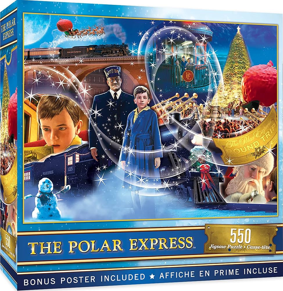 MasterPieces 550 Piece Glitter Christmas Jigsaw Puzzle - The Polar Express - 15"x21" | Amazon (US)