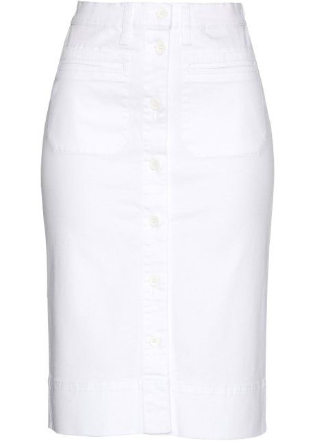 Ravissante jupe en jean à boutons avec poches plaquées - blanc | Bonprix FR