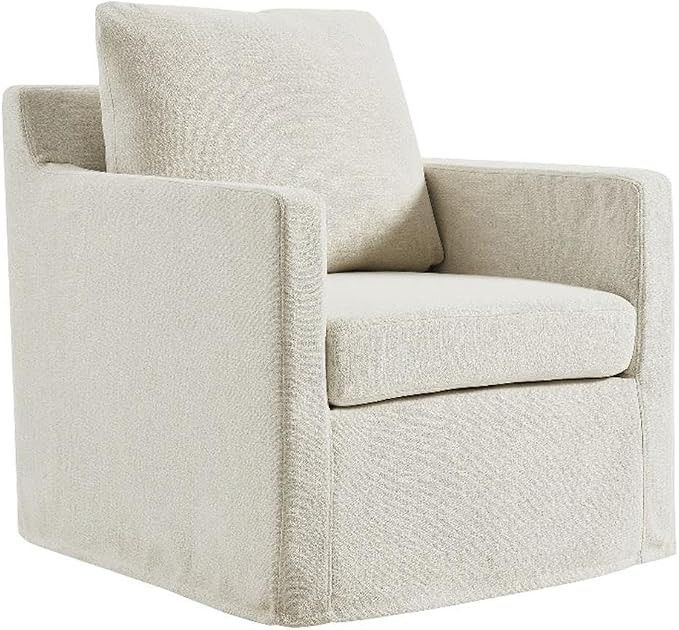 Modway Serene Swivel Accent Armchair in Salt - Modern Fabric Upholstered Chair - Slipcovered Armc... | Amazon (US)