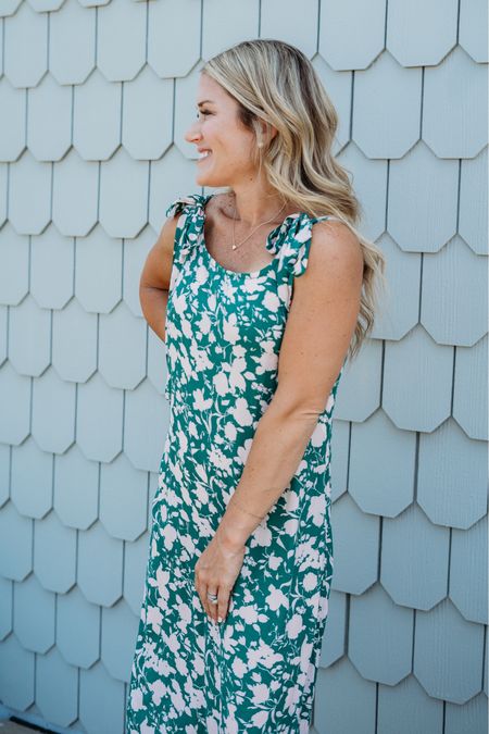 Those tie sleeves though 😍 Summer dress floral dress green dress maxi dress floral dress vacation dress graduation dress wedding guest dress 

#LTKSeasonal #LTKstyletip #LTKwedding