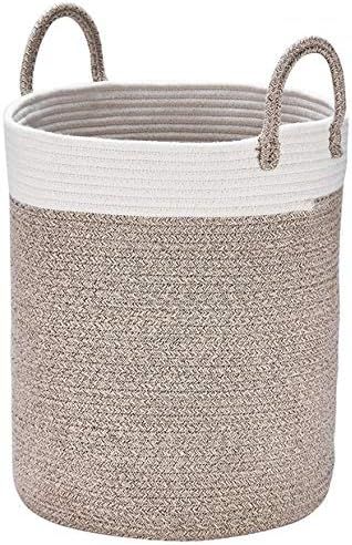 La Jolíe Muse Large Storage Basket - Cotton Rope Laundry Basket with Handle for Diaper Blanket T... | Amazon (UK)