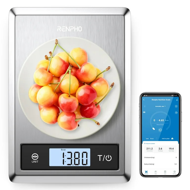 RENPHO Digital Food Scale with App, Bluetooth Smart Kitchen Scale, Stainless Steel - Walmart.com | Walmart (US)