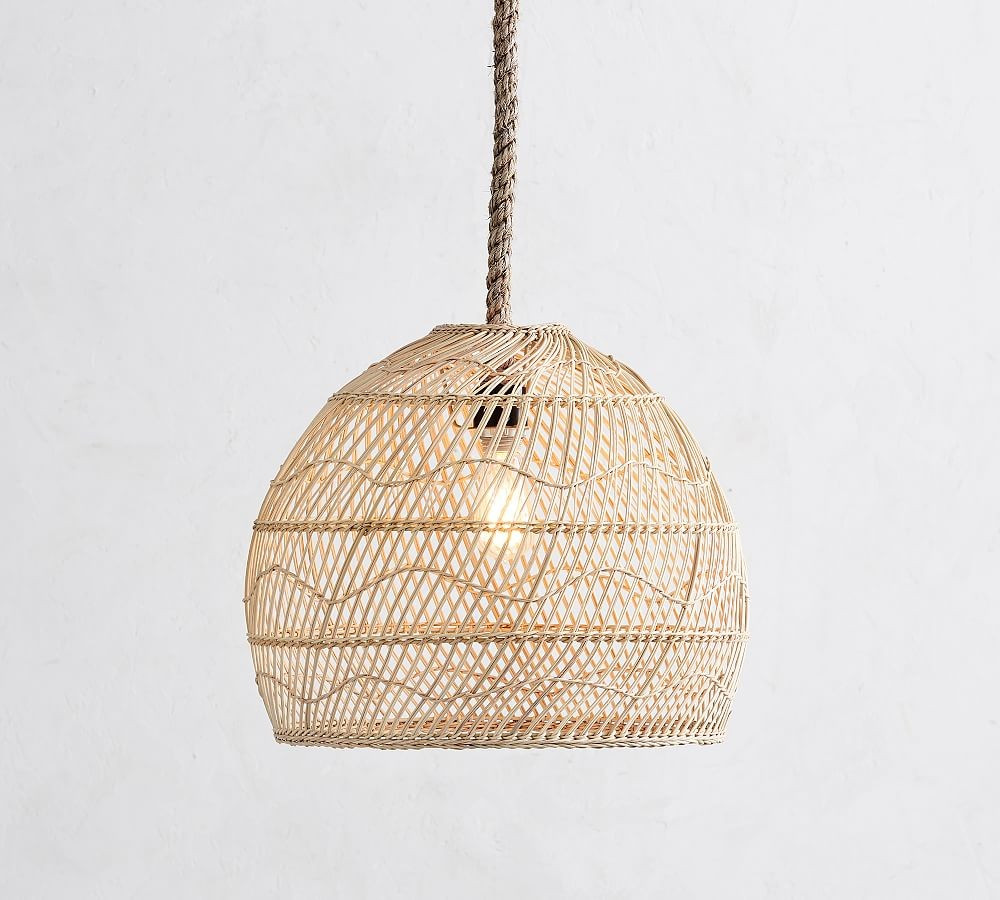 Flora Rattan Pendant, 18.25"", Natural | Pottery Barn (US)