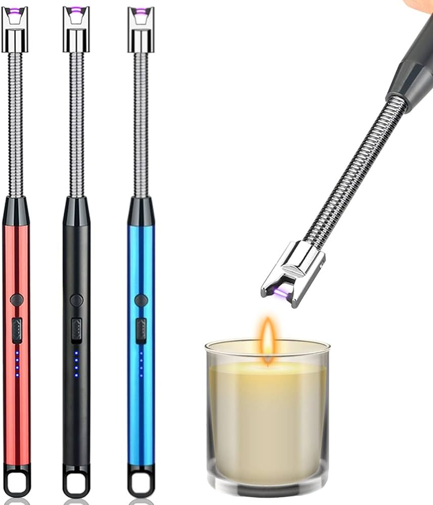 3 Pack Candle Lighter,Arc Lighter with USB Charging,Flameless Windproof,LED Battery Display,Safet... | Amazon (US)