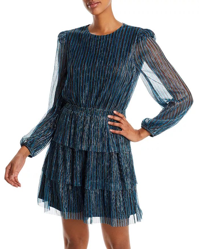 Metallic Stripe Tiered Mini Dress - 100% Exclusive | Bloomingdale's (US)
