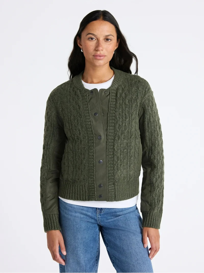 Time and Tru Women's Snap Front Sweater, Sizes XS-XXXL | Walmart (US)