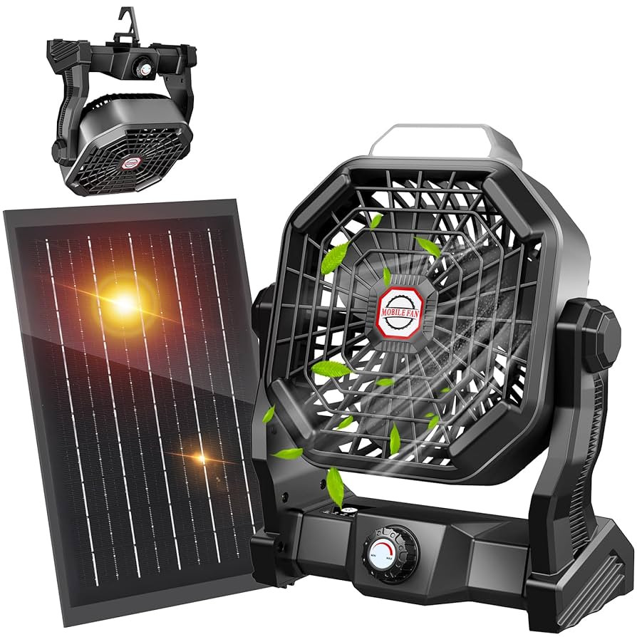 10400mAh Solar Fan with LED Lantern, Camping Fan with Solar Panel, 7W Rechargeable Solar Powered ... | Amazon (US)