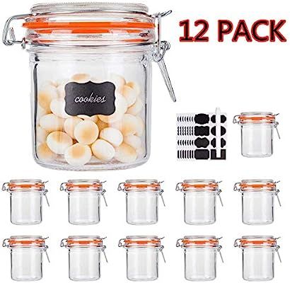 Glass Jars With Airtight Lids,Encheng Mason Jars 8 oz,Glass Jars With Leak Proof Rubber Gasket 25... | Amazon (US)