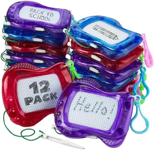 Bedwina Mini Magnetic Drawing Board for Kids - (Pack of 12) Backpack Keychain Clip Drawing Boards... | Amazon (US)