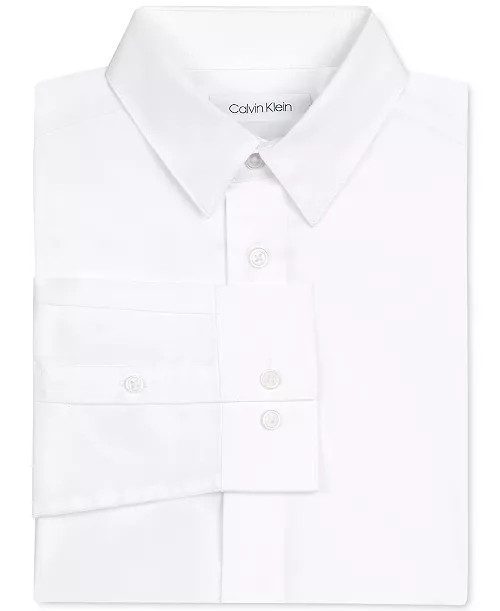 Calvin Klein Little Boys Solid Stretch Poplin Shirt - Macy's | Macy's