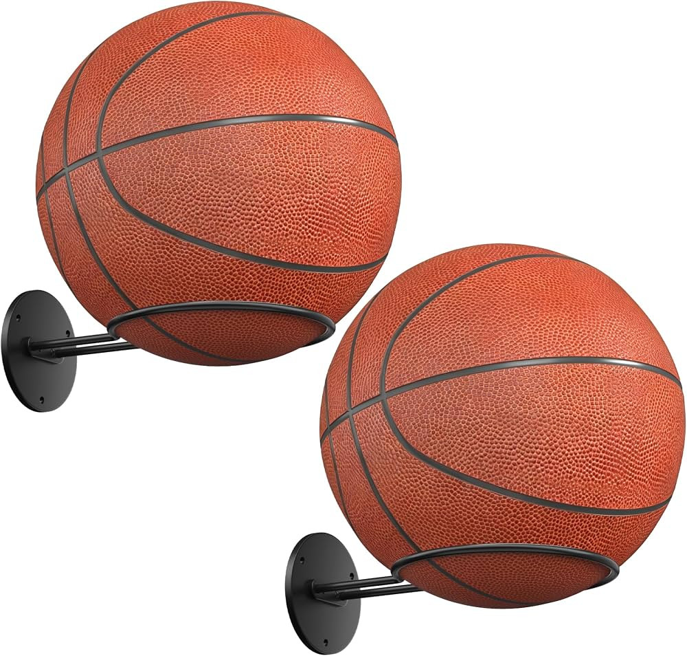 Basketball Wall Mount, Wall Basketball Holder, Boys Room Decor, Black | Amazon (US)