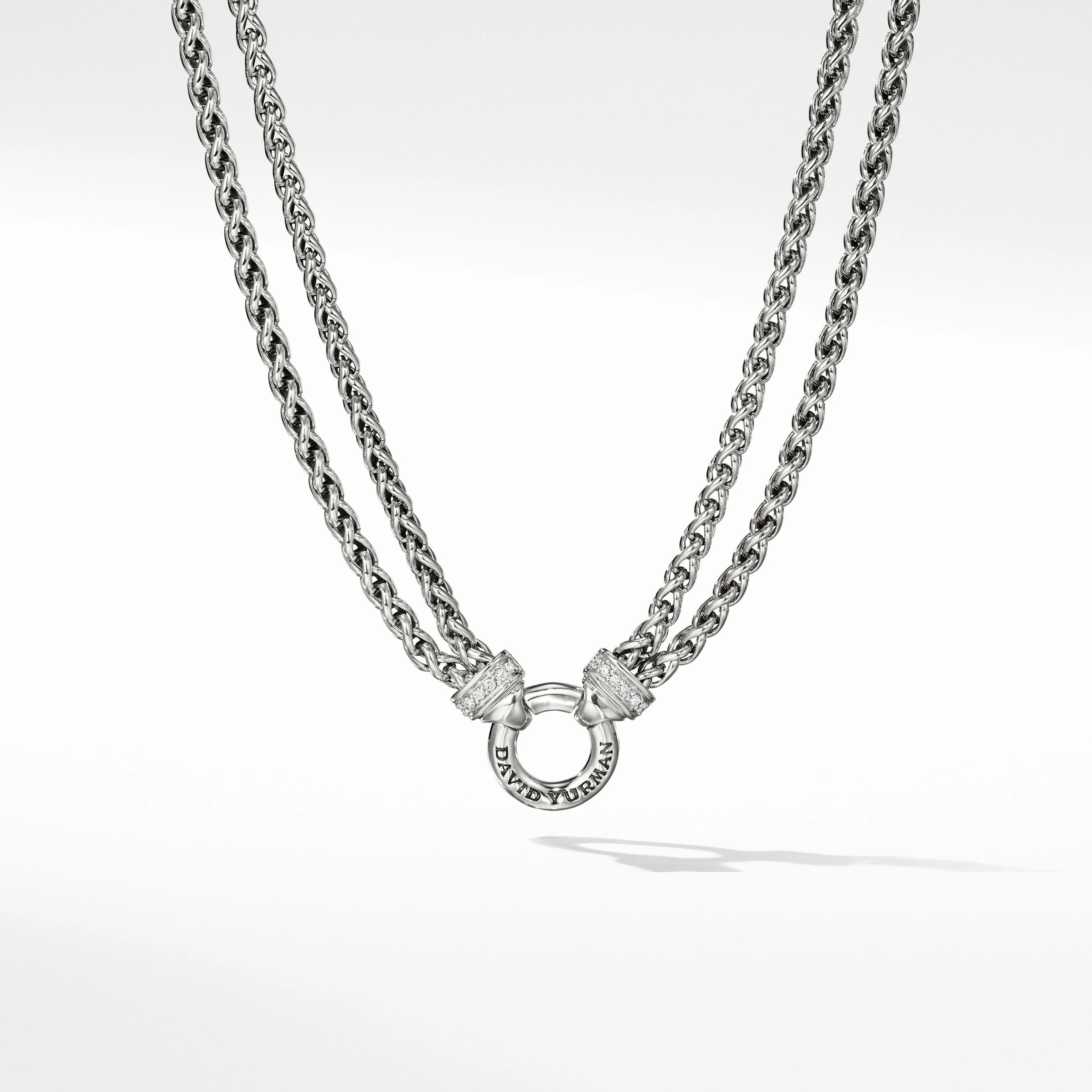 Double Wheat Chain Necklace with Pavé Diamonds | David Yurman