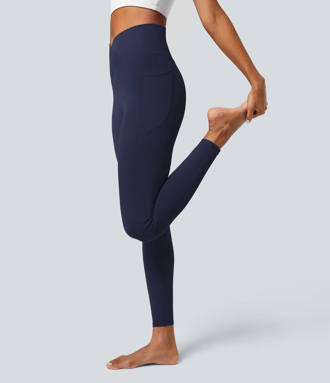 SoftlyZero™ Crossover Pocket Plain Leggings-UPF50+ | HALARA