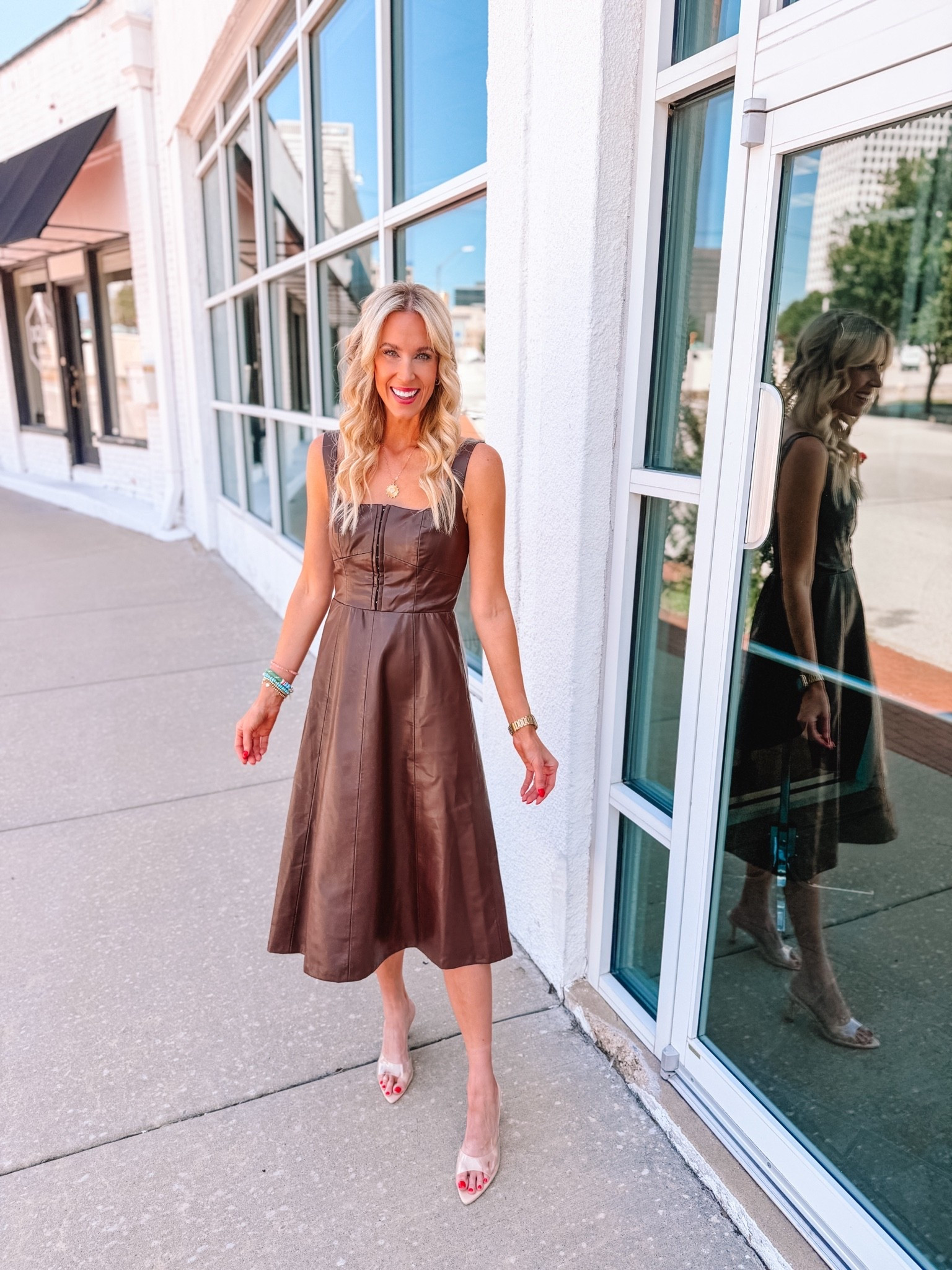 Nordstrom sale / Leather dress / Fit and flare dress / Fall style

#LTKootd #LTKSaleAlert