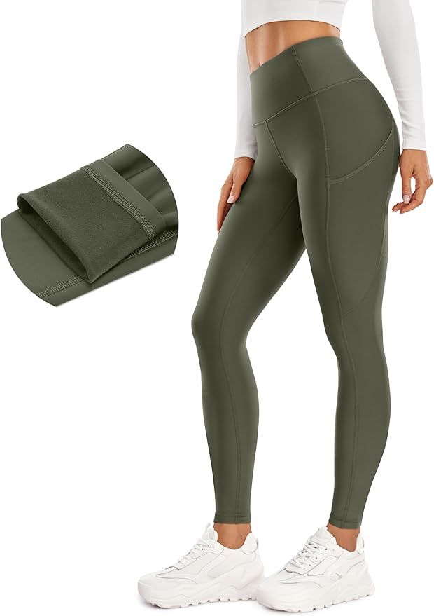 CRZ YOGA Thermal Fleece Lined Leggings Women 28'' - Winter Warm High Waisted Hiking Pants with Po... | Amazon (US)