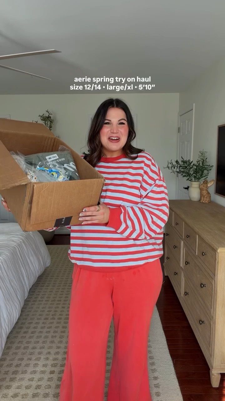 @Aerie spring break try on haul as a size 12/14 or large/xl. 

Sizes: 
Swimsuits tops + bottoms - xl 
Jumpsuit - xl (sized up for length)
Dress - large 
Stripe top - large 
Blue pants - large tall 
Pajamas top + pants - xl

#LTKSpringSale 

#LTKMidsize #LTKSeasonal