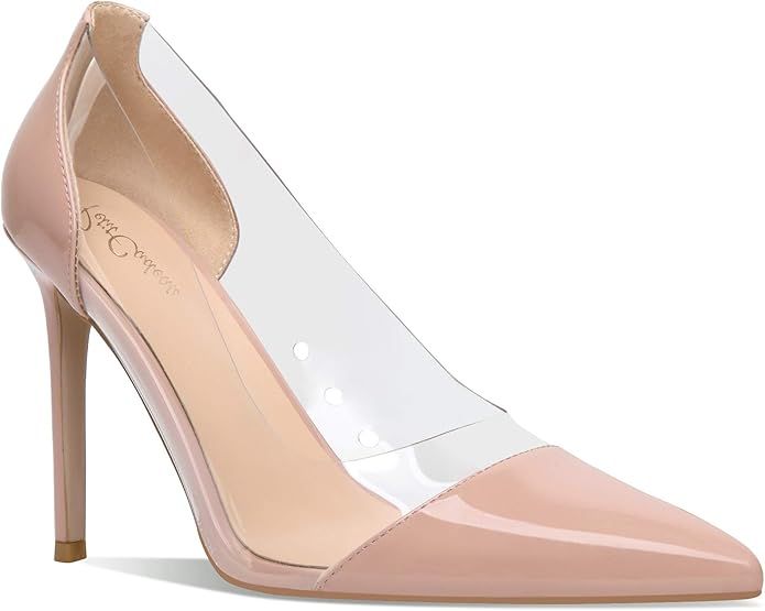 Petit Cadeau Lenora - Women's Clear & Sexy Pointed Toe Slip on Pumps with 4" Stiletto High Heels.... | Amazon (US)