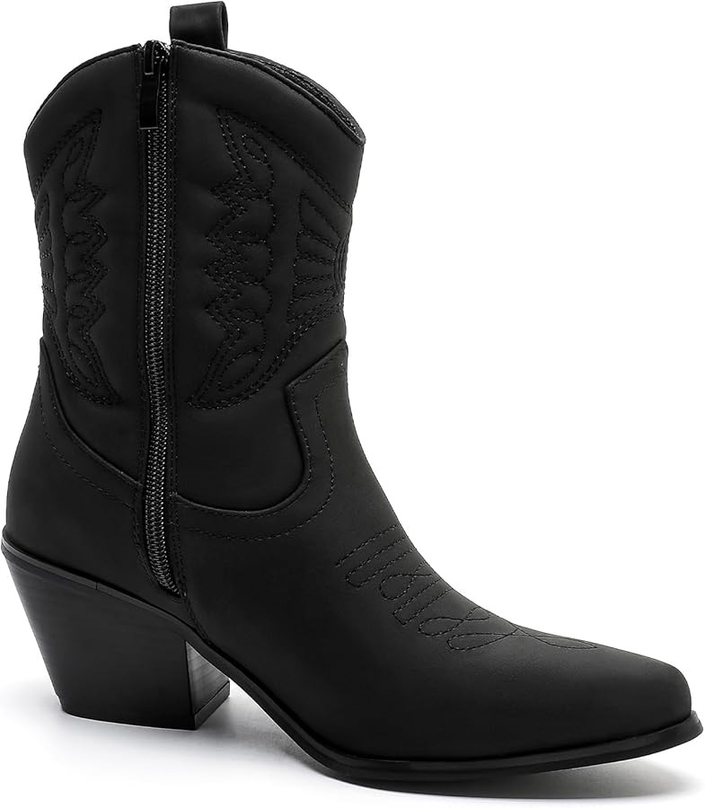 YETIER Women Cowboy Western Ankle Boots Embroidered Modern Fashion Cowgirl Boots Pointed Toe Chun... | Amazon (US)